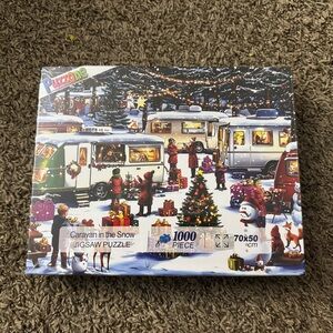 Caravan in the Snow 1000-Piece Jigsaw Puzzle - White